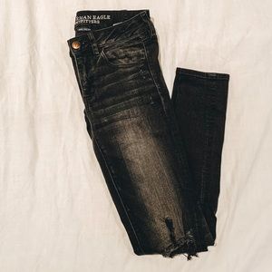 AE Black Distressed Jegging Skinny Jeans Pants